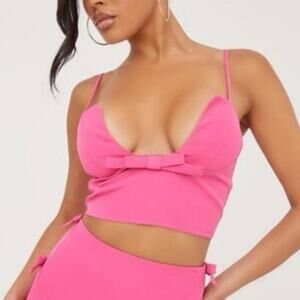 Ego NEW Pink Crop Bow Detail Shirt Size‎ 6